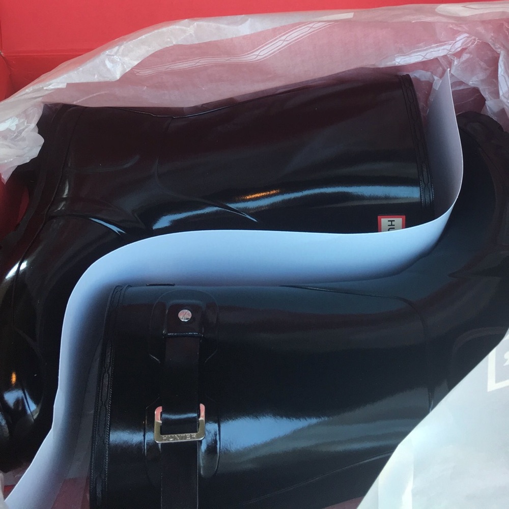 Black glossy Hunter Rain Boots